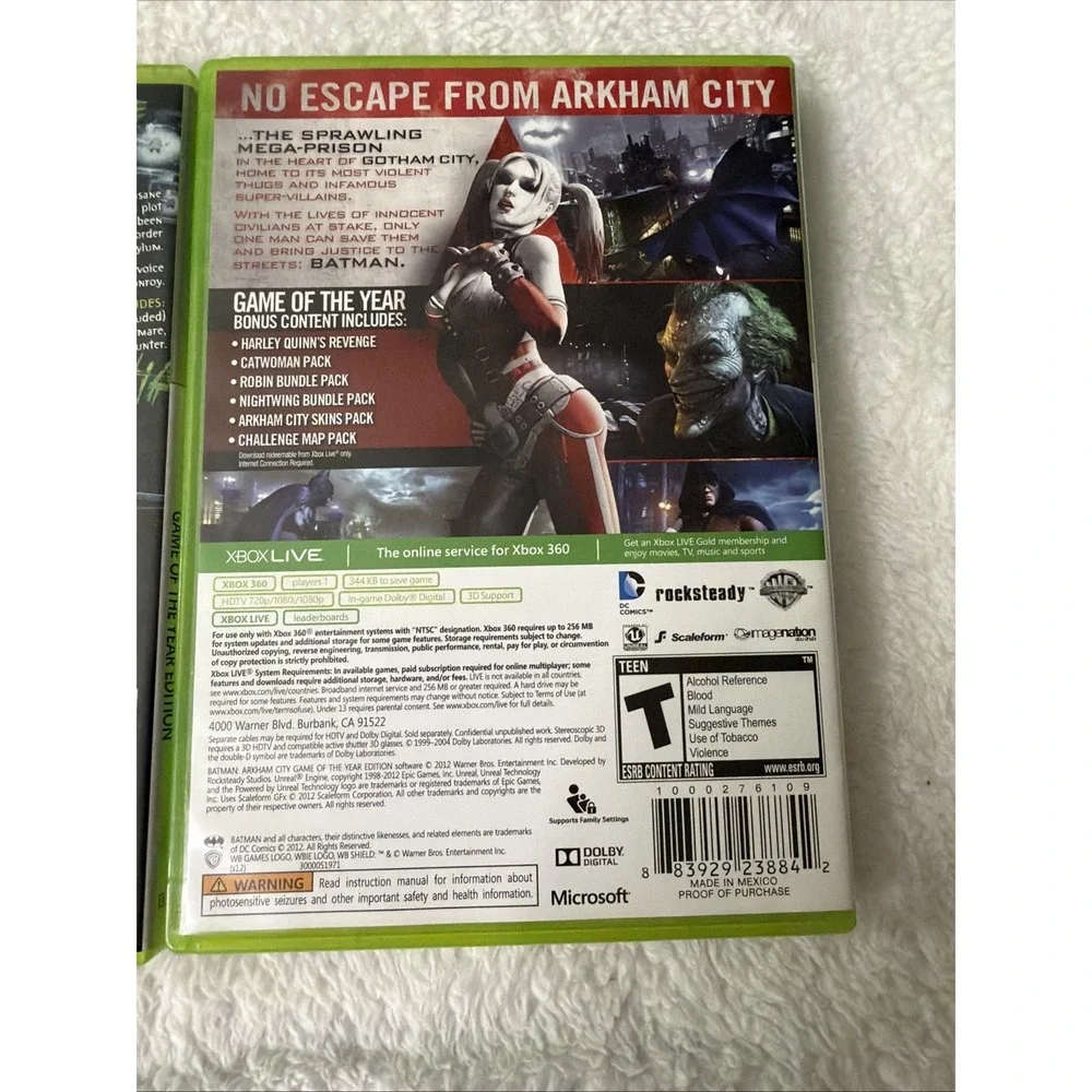 Batman Arkham Asylum and City GOTY Editions Xbox 360 CIB Complete in Box
